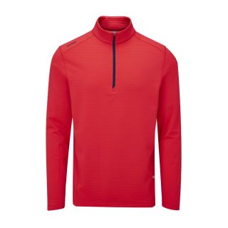 Product image of the front of the ping edwin 1/2 zip sweater in poppy by KJ Golf