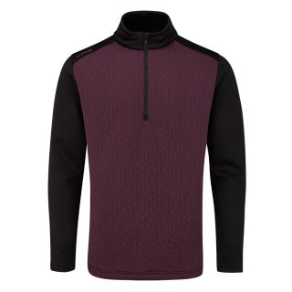 Product image of the front of the ping tobi sensorwarm 1/2 zip golf sweater in fig and black from KJ Golf