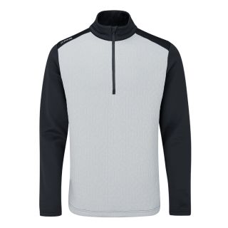 Product image of the front of the ping tobi sensorwarm 1/2 zip golf sweater in Pearl Grey and Asphalt from KJ Golf
