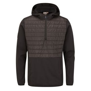 Product image of the front of the ping norse s5 hooded jacket in black from KJ Golf
