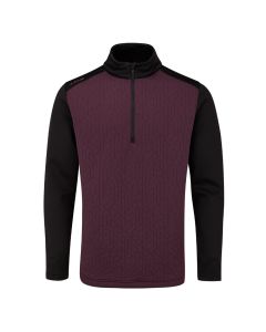 Product image of the front of the ping tobi sensorwarm 1/2 zip golf sweater in fig and black from KJ Golf
